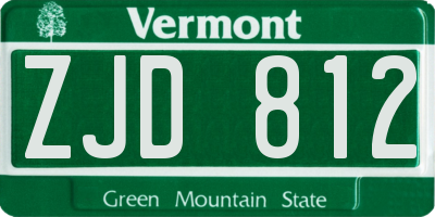 VT license plate ZJD812