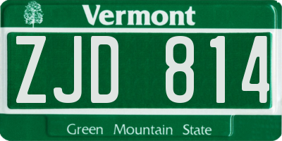 VT license plate ZJD814