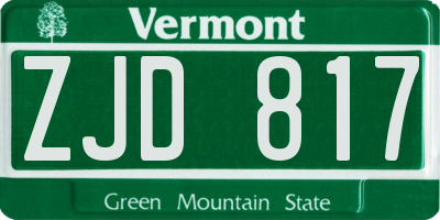 VT license plate ZJD817