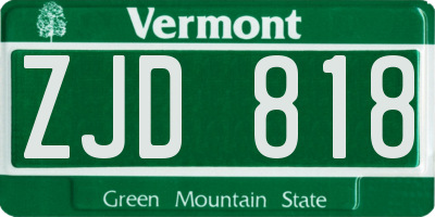 VT license plate ZJD818