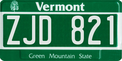 VT license plate ZJD821
