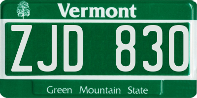 VT license plate ZJD830