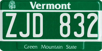 VT license plate ZJD832