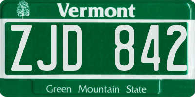 VT license plate ZJD842
