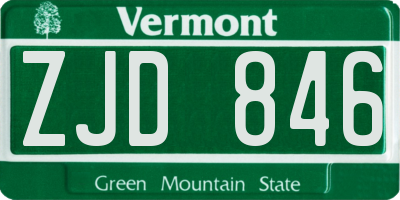 VT license plate ZJD846