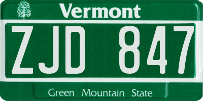 VT license plate ZJD847