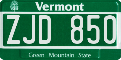 VT license plate ZJD850