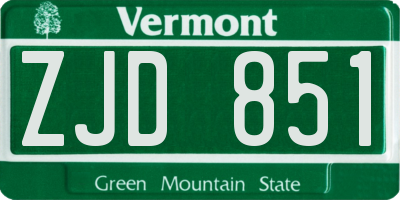 VT license plate ZJD851