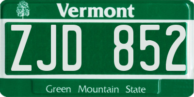 VT license plate ZJD852