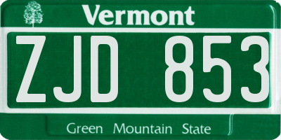 VT license plate ZJD853