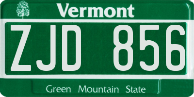 VT license plate ZJD856