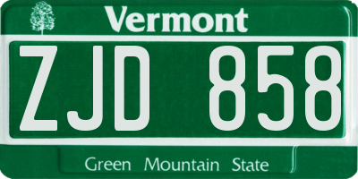 VT license plate ZJD858
