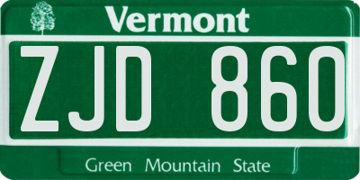 VT license plate ZJD860