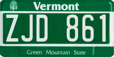 VT license plate ZJD861