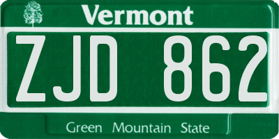 VT license plate ZJD862