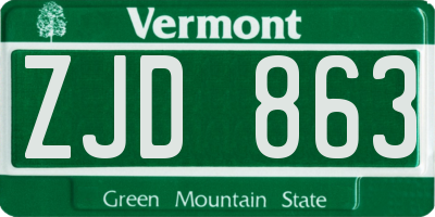 VT license plate ZJD863
