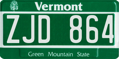 VT license plate ZJD864
