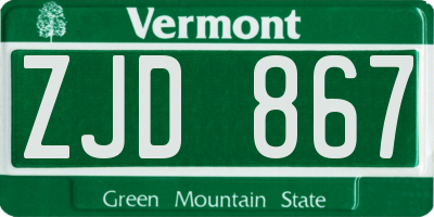 VT license plate ZJD867