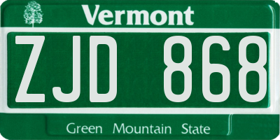 VT license plate ZJD868