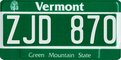 VT license plate ZJD870