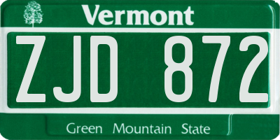 VT license plate ZJD872