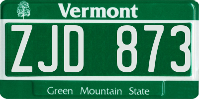 VT license plate ZJD873