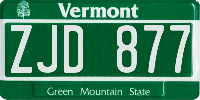 VT license plate ZJD877