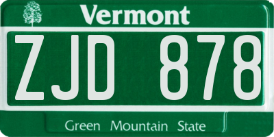 VT license plate ZJD878