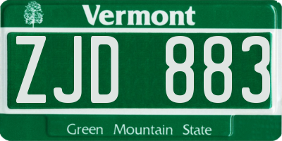 VT license plate ZJD883