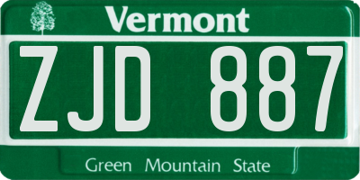 VT license plate ZJD887