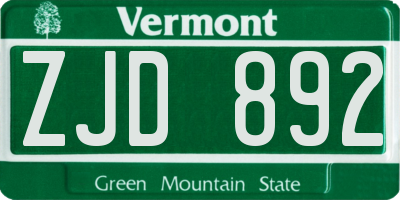 VT license plate ZJD892