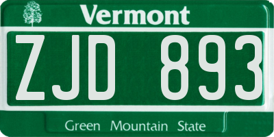 VT license plate ZJD893