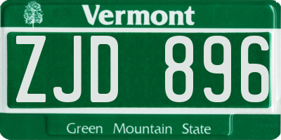 VT license plate ZJD896