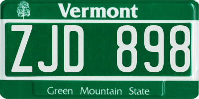VT license plate ZJD898
