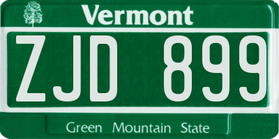 VT license plate ZJD899