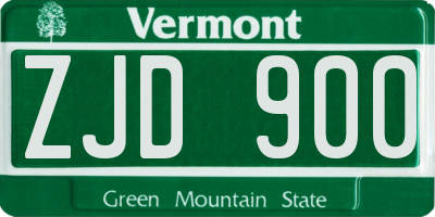 VT license plate ZJD900