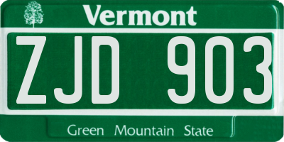 VT license plate ZJD903