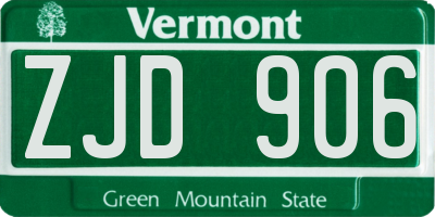 VT license plate ZJD906