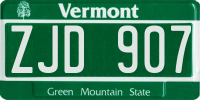 VT license plate ZJD907