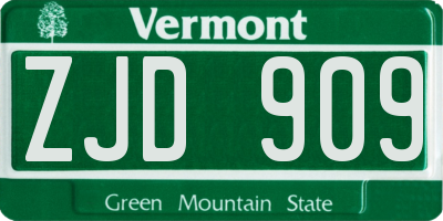 VT license plate ZJD909