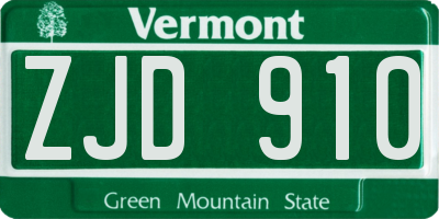 VT license plate ZJD910