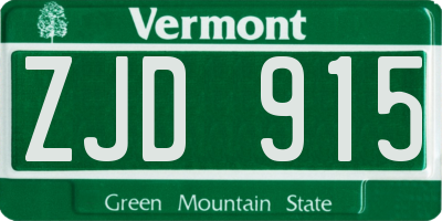 VT license plate ZJD915