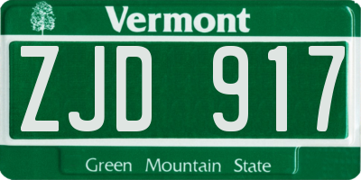 VT license plate ZJD917