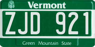 VT license plate ZJD921
