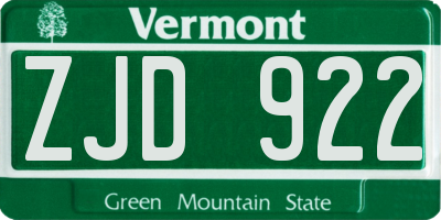 VT license plate ZJD922