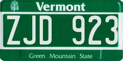 VT license plate ZJD923