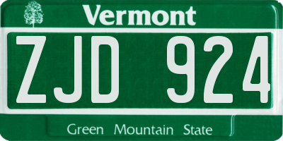 VT license plate ZJD924