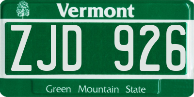 VT license plate ZJD926