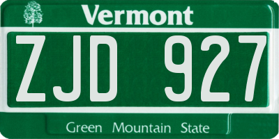 VT license plate ZJD927
