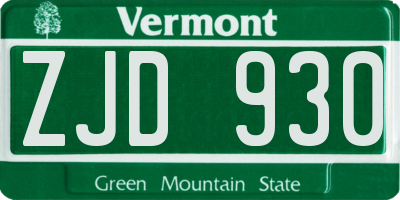 VT license plate ZJD930